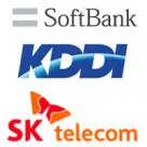 Softbank Mobile, KDDI, SK Telecom logos
