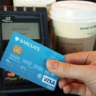 A contactless transaction taking place