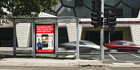 How the Coles NFC ad will look in an Adshel bus shelter