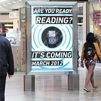 A poster site in Reading announcing the arrival of NFC advertising