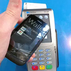 The Nokia Lumia 610 NFC conducting an NFC transaction