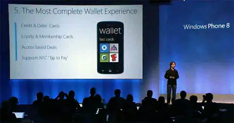 Joe Belfiore announces Microsoft's mobile wallet at the Windows Phone 8 unveiling