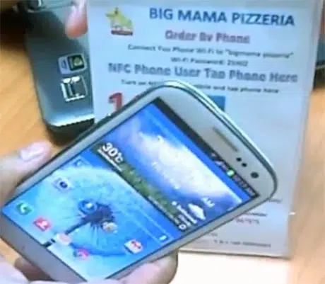 Ordering via NFC at Big Mama Pizzeria in Bangkok