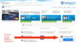 Barclaycard offers 'Save to Google Wallet'