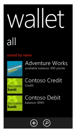 Microsoft Wallet screenshot