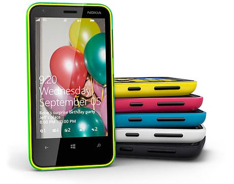 Nokia offers a range of brightly coloured shells for the Lumia 620