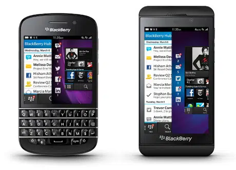 The BlackBerry Q10 and BlackBerry Z10