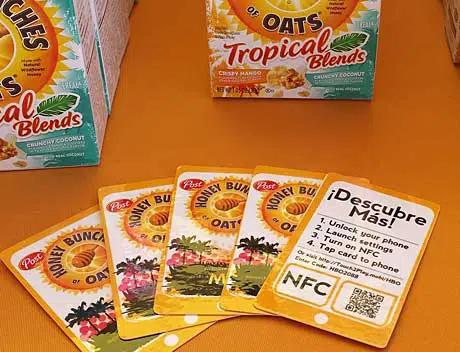 NFC cards used by Post Foods to promote a breakfast cereal