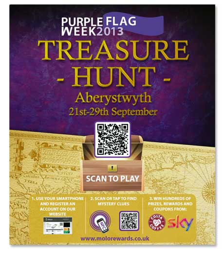 A poster promoting the Purple Flag Treasure Hunt