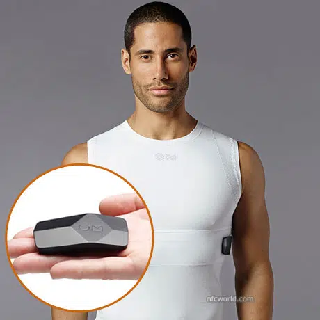 Sensors built into the shirt communicate with the user's phone via a Bluetooth 'little black box'