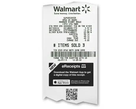 Walmart QR receipt