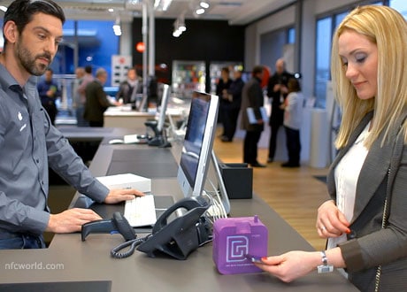 A Digicash Beacon in use at a point of sale