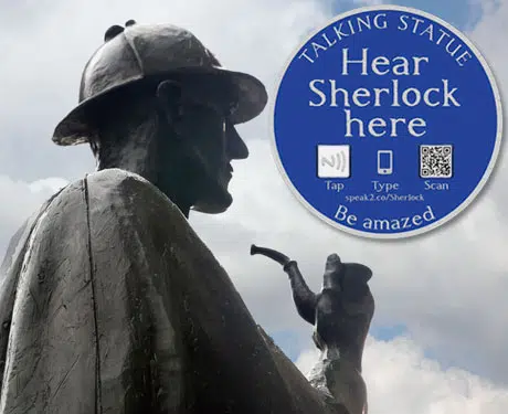 ELEMENTARY: Statues such as Sherlock Holmes come to life via NFC, QR code or short URL
