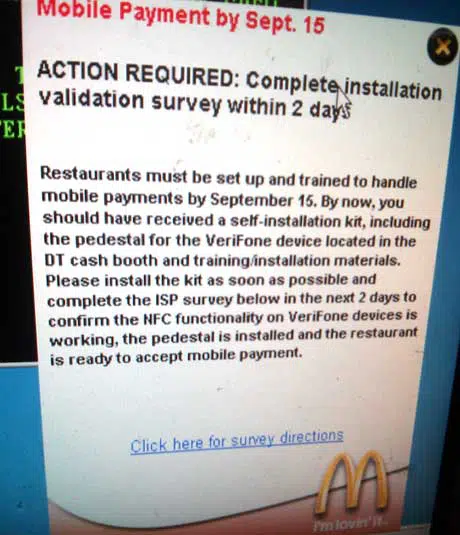 A notice informs staff that restaurants must be able to accept mobile payments by 15 September.