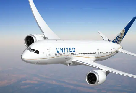 A Boeing 787 in United  Airlines livery