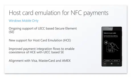 Windows 10 for mobile with HCE for mobile payments