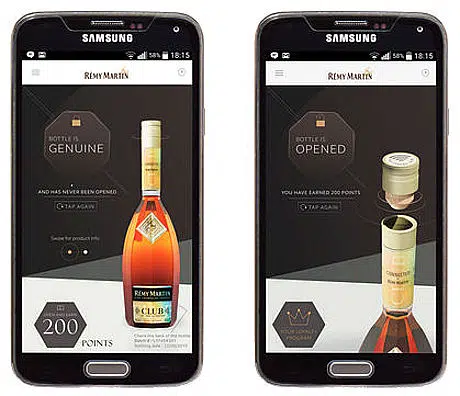 Remy Martin Connected Bottle NFC tag and app
