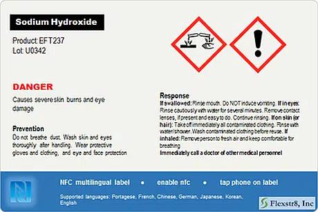 FlexStr8 NFC chemical warning label