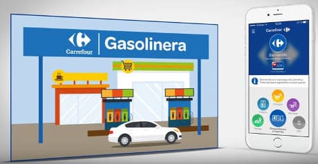 Carrefour mobile payments app at fuel station