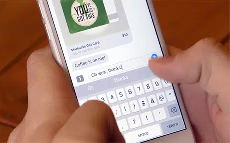 Users can send each other Starbucks gift cards in Apple's messaging app