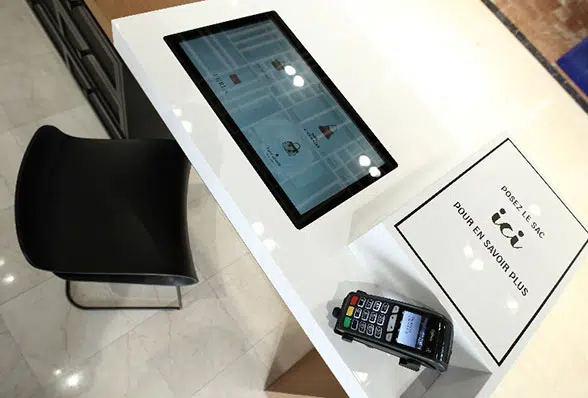 An NFC digital showroom station at Galeries Lafayette