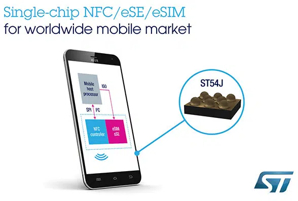 STMicroelectronics' ST54J combines an NFC controller, secure element and eSIM on a single chip