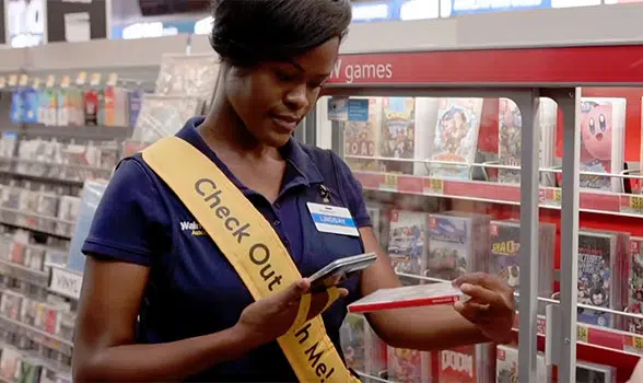 Clearly visible store assistants will wander Walmart's aisles, taking payments and issuing receipts on the spot