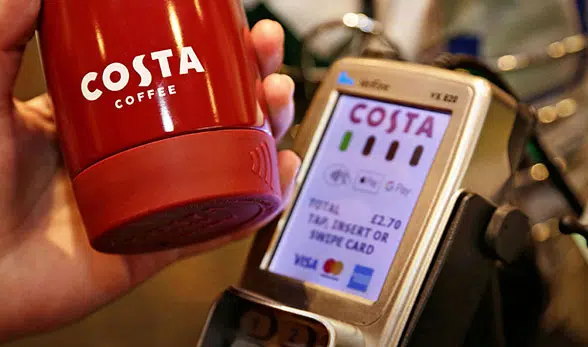 Costa's £15 reusable coffee cup has a bPay contactless payment chip built into its base