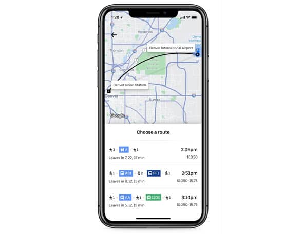 Phone showing Uber Transit app