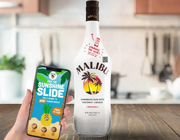 Malibu bottle and smartphone