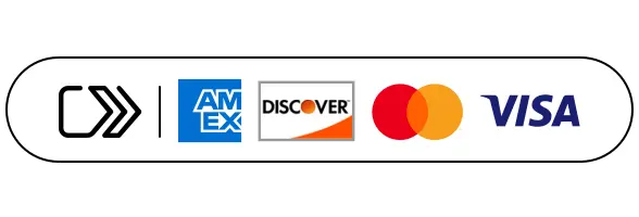 Logos of Amex Visa Mastercard and Disover