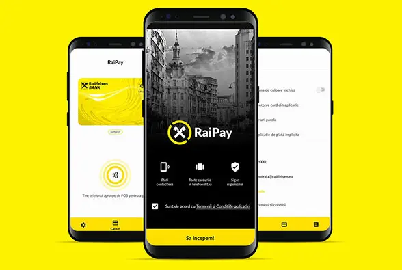 Raiffeisen Bank's RaiPay app running on a mobile phone