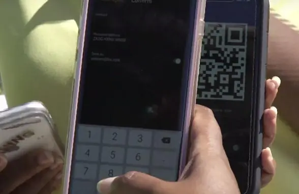 Smartphone screen and qr code