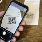 iPhone being using Clover Scan to Pay to scan QR code
