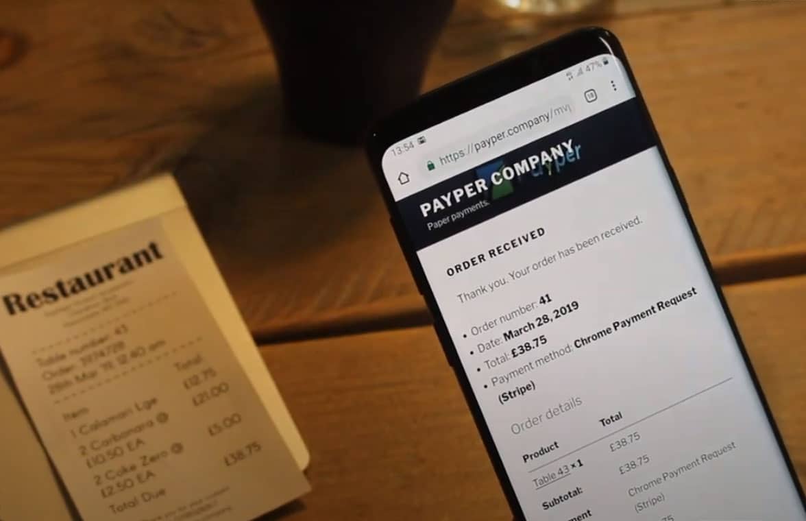 Payper graphene based NFC receipt and smartphone