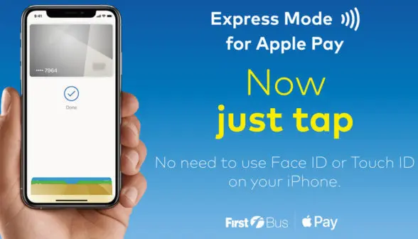 Apple Pay Express Mode on a smartphone for First Bus passengers