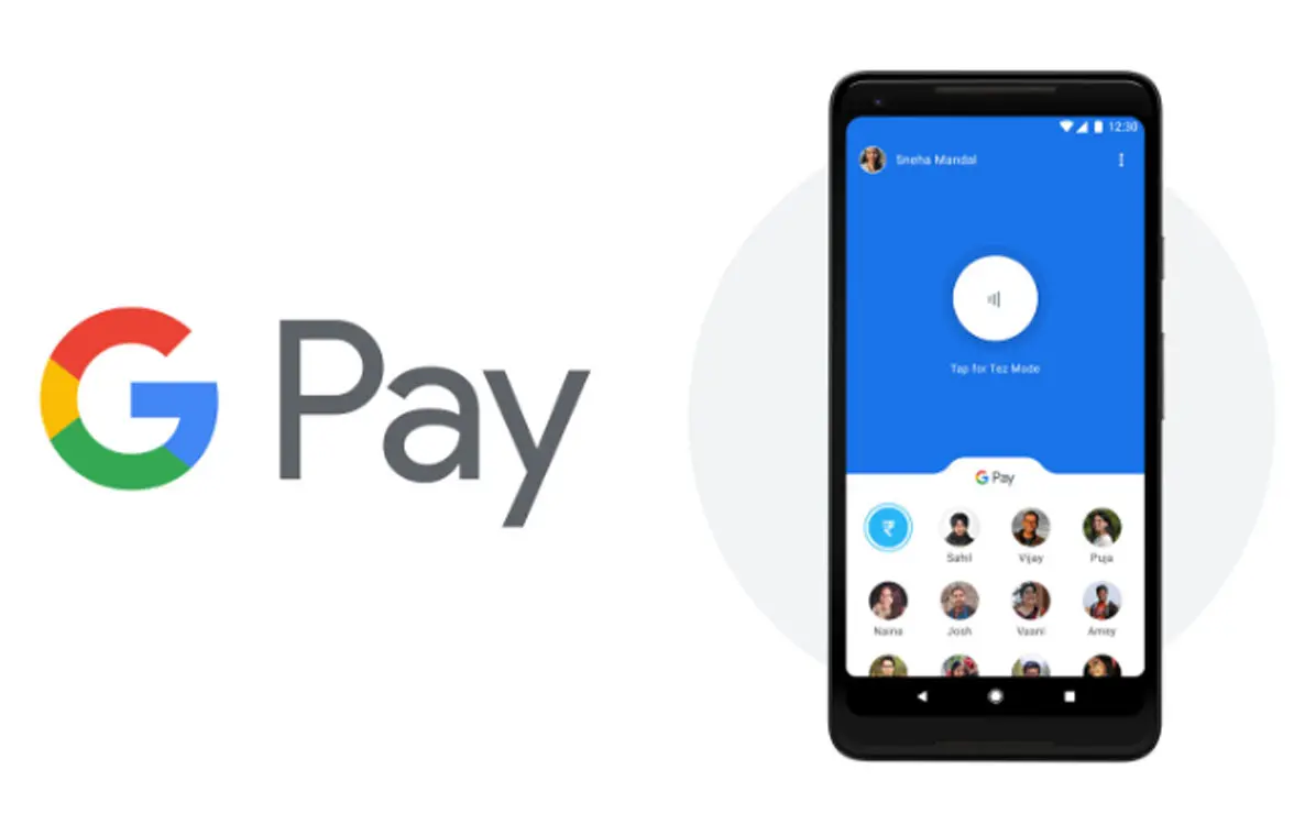 Google Pay  logo with NFC smartphone
