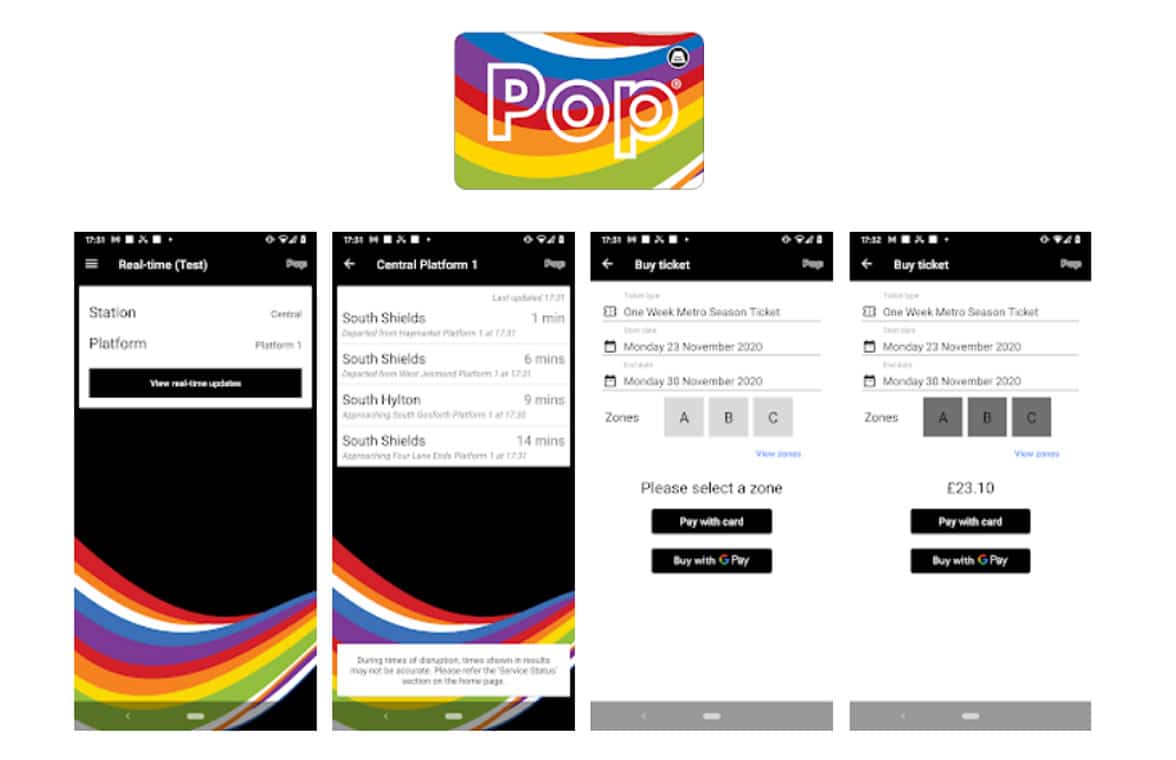 Nexus Pop Android app for Tyne and Weir Metro