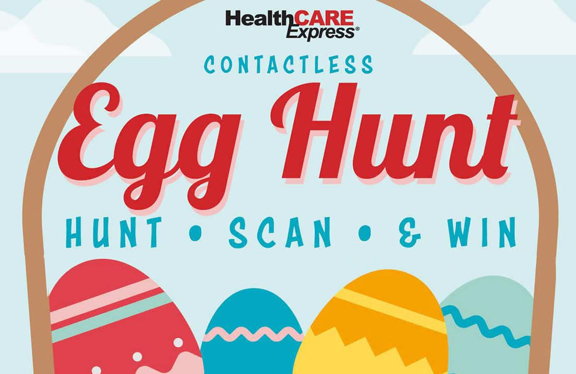 Healthcare Express contactless Easter egg hunt poster