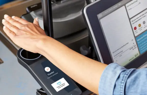 mazon One pay by palm being used in Whole Foods Market