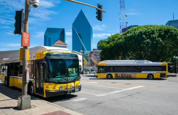 Dallas DART buses with contactless transit ticketing system