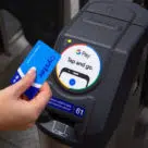 Oyster contactless card being used on London's Tube network