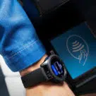 Mobile wallet on a smartwatch being used to make a contactless payment