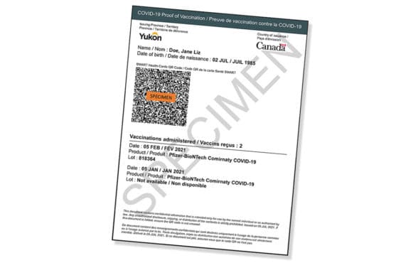 Canada federal Covid vaccine card for domestic and international travel