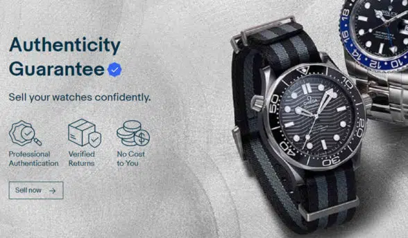 eBay NFC authenticity scheme for pre-owned luxury watches advert  showing 2 watches