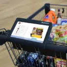 sScan-free self-checkout smart cart being used in Israeli supermarket