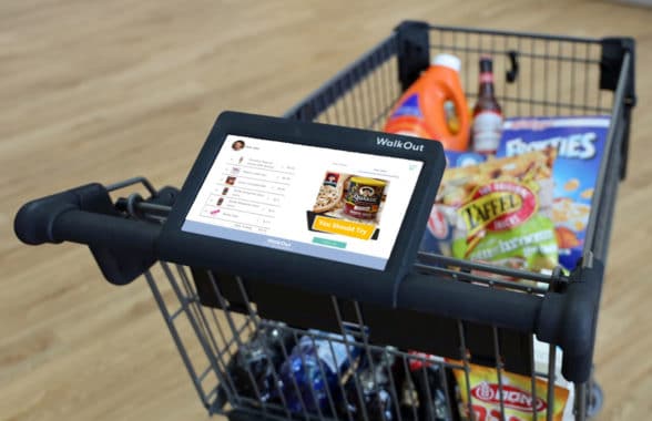 sScan-free self-checkout smart cart being used in Israeli supermarket