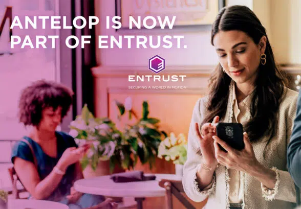 Antelop and Entrust digital first cobrand with 2 women using smartphones 