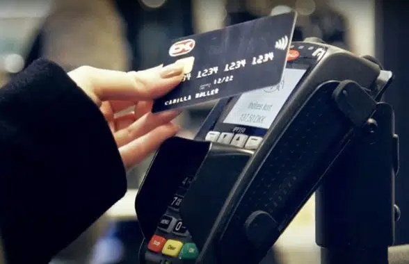 Contactless card payment being made in Denmark