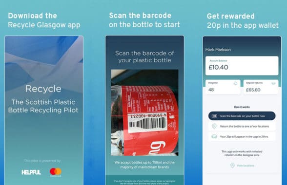 Recycle Glasgow app digital micropayments rewards scheme for recycling plastic